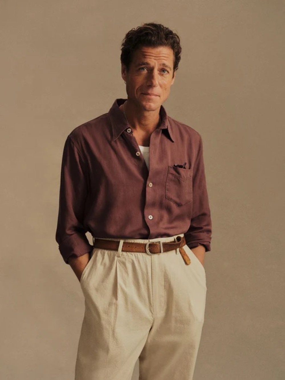 Buck Mason Men's Button-Down Shirt in Burgundy
